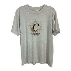 Vintage Canada Womens Shirt Size Small Ivory Toronto Single Stitch City Scape